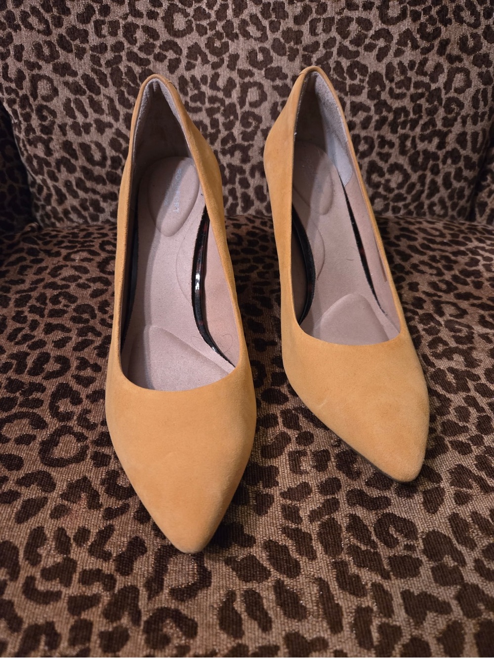 Rockport Mustard Suede Pointed-Toe Pumps